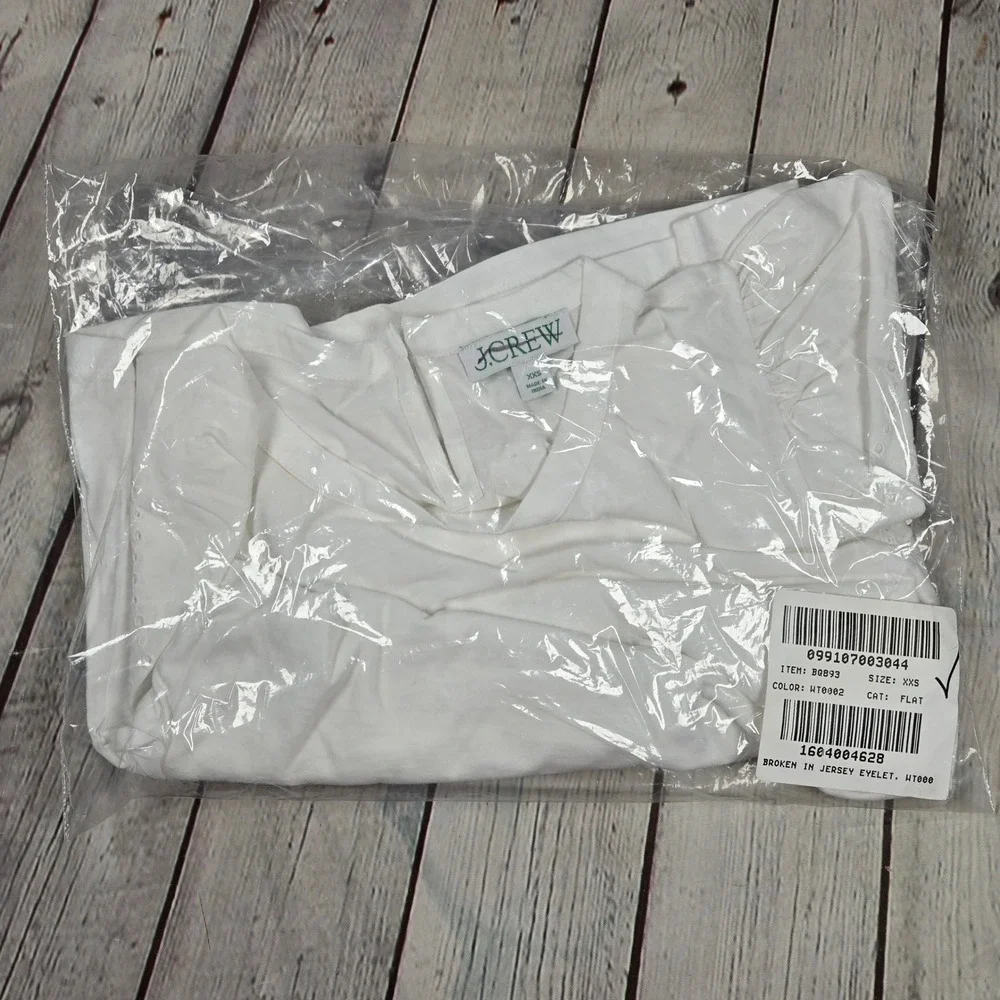 J. Crew Broken-in jersey puff-sleeve eyelet‎ top XXS